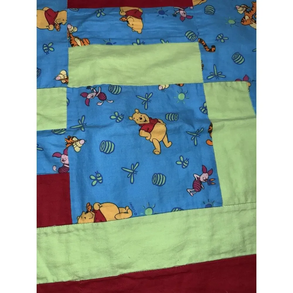 Winnie The Pooh & Friends Hand Made Patchwork Throw / Crib Quilt Blanket 51”x45”